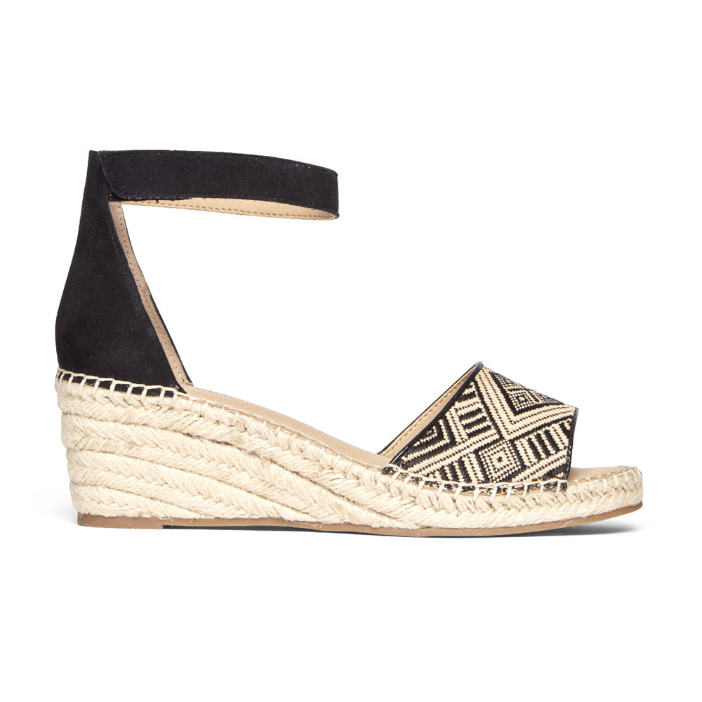 Sandalias Rockport Mujer Mexico - Marah Woven Ankle Strap Beige/Negros - CURKW2705